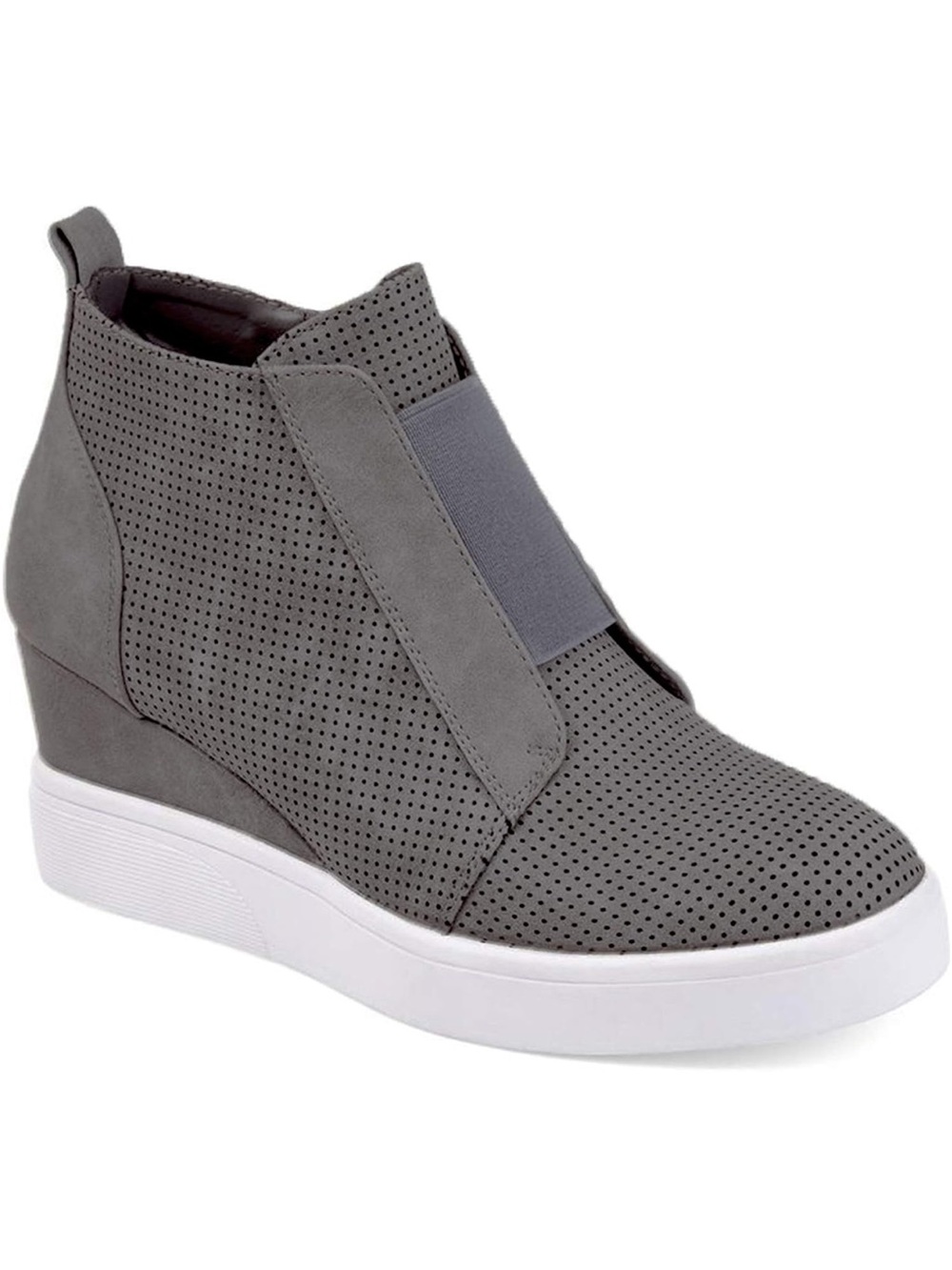 Athlefit Gray Perforated Hidden Wedge Sneakers Side Zip Booties Size 8